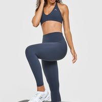 UnifiedMove High Waisted Leggings White Logo | True Blue