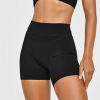 UnifiedMove™ High Waisted Shorts White Logo 6" | Black