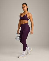 EnhanceLift™ Seamless Strappy Sports Bra with Grey Logo | Blackberry Purple