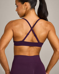 EnhanceLift™ Seamless Strappy Sports Bra with Grey Logo | Blackberry Purple