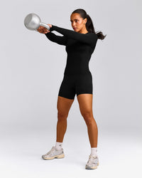 Oner Seamless Fitted Long Sleeve Regular Top | Soft Black