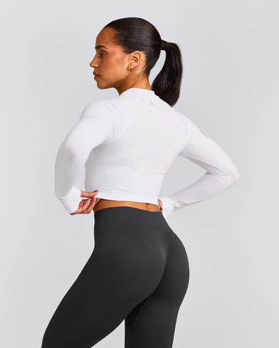 Oner Seamless Fitted Long Sleeve Mid Top | White