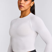 Oner Seamless Fitted Long Sleeve Mid Top | White