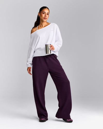 Cotton Vintage Lounge Off-The-Shoulder Sweatshirt | White