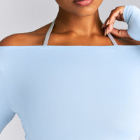 FormeSoft™ Fitted Off-The-Shoulder Long Sleeve Top | Mist Blue