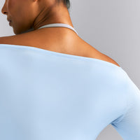 FormeSoft™ Fitted Off-The-Shoulder Long Sleeve Top | Mist Blue