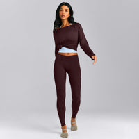 FormeSoft™ Relaxed Slash Neck Long Sleeve Top | Plum Brown