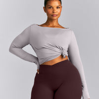 FormeSoft™ Relaxed Slash Neck Long Sleeve Top | Zinc Gray