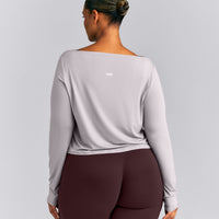 FormeSoft™ Relaxed Slash Neck Long Sleeve Top | Zinc Gray