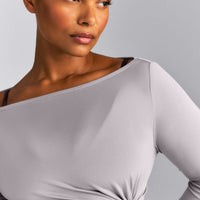 FormeSoft™ Relaxed Slash Neck Long Sleeve Top | Zinc Gray