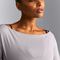FormeSoft™ Relaxed Slash Neck Long Sleeve Top | Zinc Gray