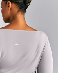 FormeSoft™ Relaxed Slash Neck Long Sleeve Top | Zinc Gray