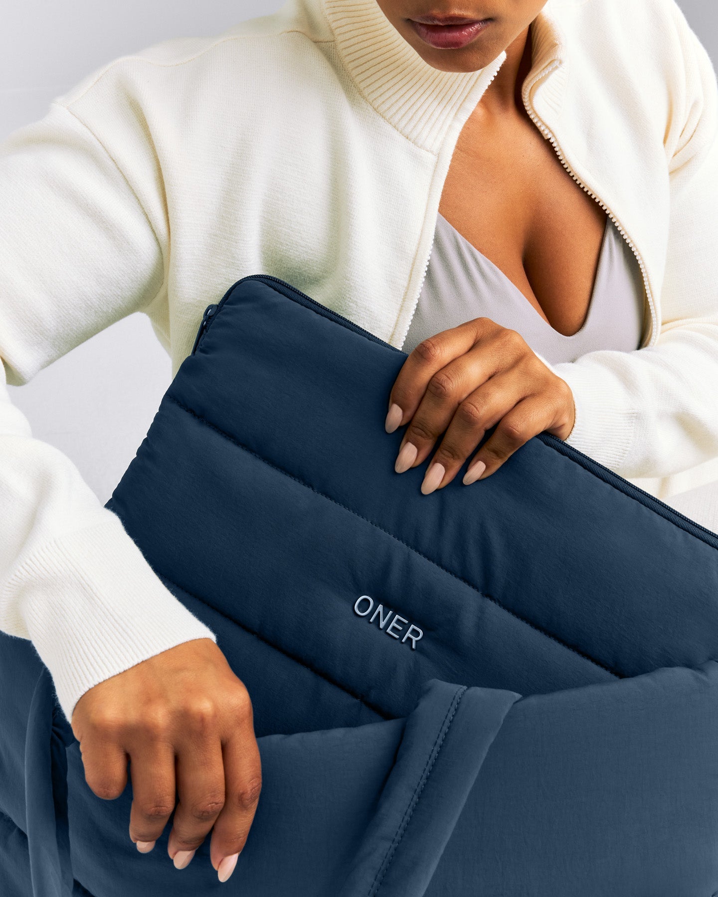 Quilted Laptop Pouch | Storm Blue