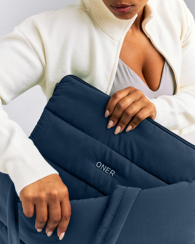 Quilted Laptop Pouch | Storm Blue