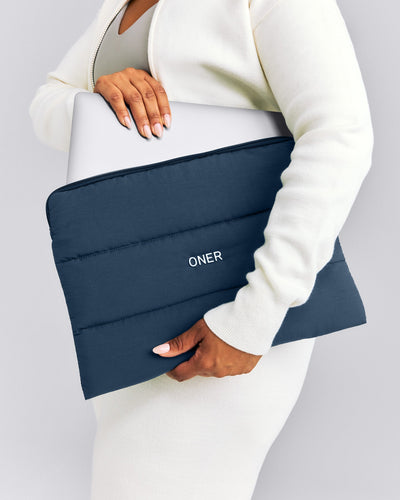Quilted Laptop Pouch | Storm Blue