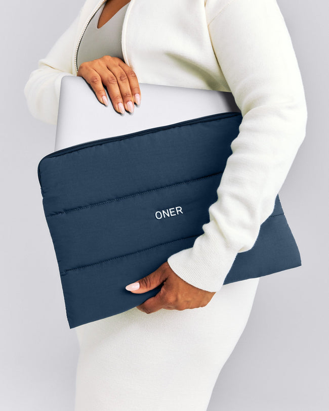 Quilted Laptop Pouch | Storm Blue