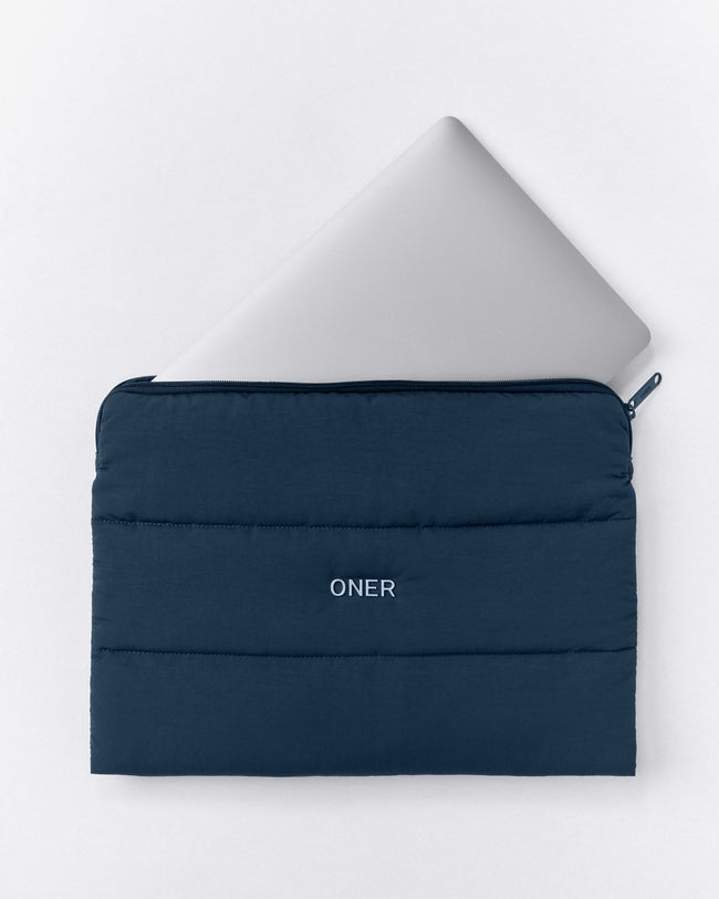 Quilted Laptop Pouch | Storm Blue