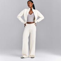 Mid Weight Cotton Knit Trouser | Marshmallow White
