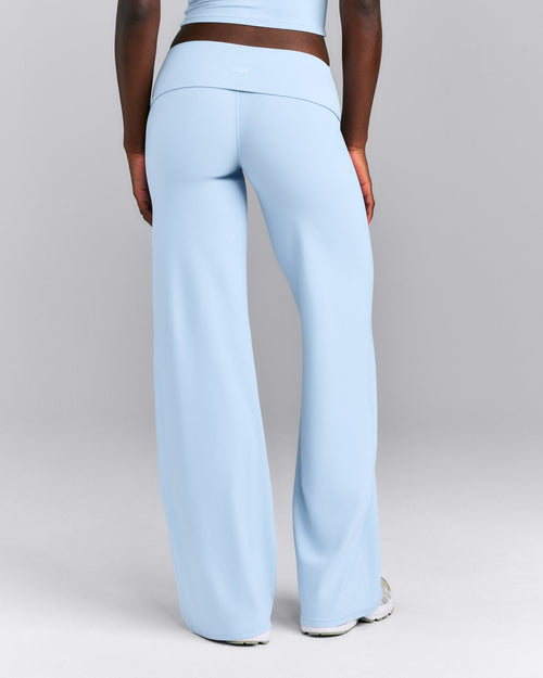 SoftMotion™ Fold Over Mid Rise Straight Leg Trousers New Branding | Mist Blue