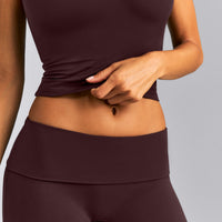 SoftMotion™ Fold Over Mid Rise Straight Leg Pants | Plum Brown