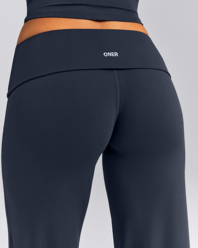 SoftMotion™ Fold Over Mid Rise Straight Leg Pants New Branding | True Blue