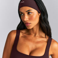 SoftMotion™ Headband with Gray Logo | Plum Brown