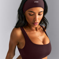 SoftMotion™ Headband with Gray Logo | Plum Brown