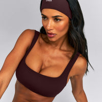 SoftMotion™ Headband with Gray Logo | Plum Brown