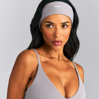 SoftMotion™ Headband with White Logo | Zinc Gray