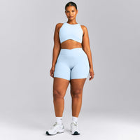 SoftMotion™ High Neck Sports Bra | Mist Blue