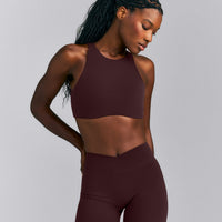 SoftMotion™ High Neck Sports Bra New Branding | Plum Brown