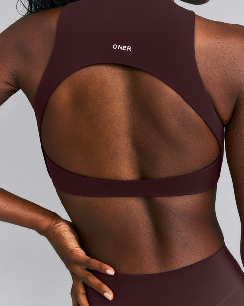 SoftMotion™ High Neck Sports Bra New Branding | Plum Brown
