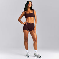 SoftMotion™ Mid Rise Micro Shorts 4" New Branding | Plum Brown