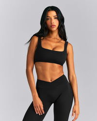 SoftMotion™ Soft Square Neck Sports Bra New Branding | Black