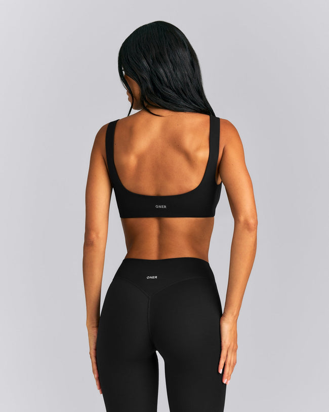 SoftMotion™ Soft Square Neck Sports Bra New Branding | Black