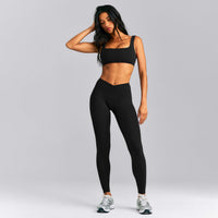 SoftMotion™ Soft Square Neck Sports Bra New Branding | Black