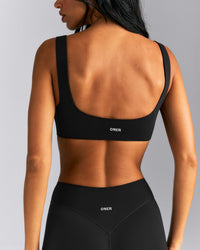 SoftMotion™ Soft Square Neck Sports Bra New Branding | Black
