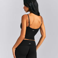 SoftMotion™ Adjustable V Neck Mid Tank Top with Built in Bra Shelf New Branding | Black