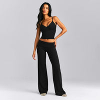 SoftMotion™ Adjustable V Neck Mid Tank Top with Built in Bra Shelf New Branding | Black