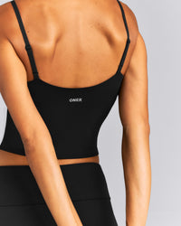 SoftMotion™ Adjustable V Neck Mid Tank Top with Built in Bra Shelf New Branding | Black