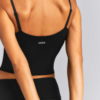 SoftMotion™ Adjustable V Neck Mid Tank Top with Built in Bra Shelf New Branding | Black