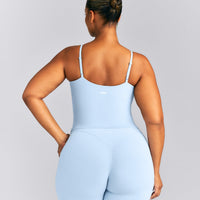 SoftMotion™ Adjustable V Neck Mid Tank Top with Built in Bra Shelf New Branding | Mist Blue
