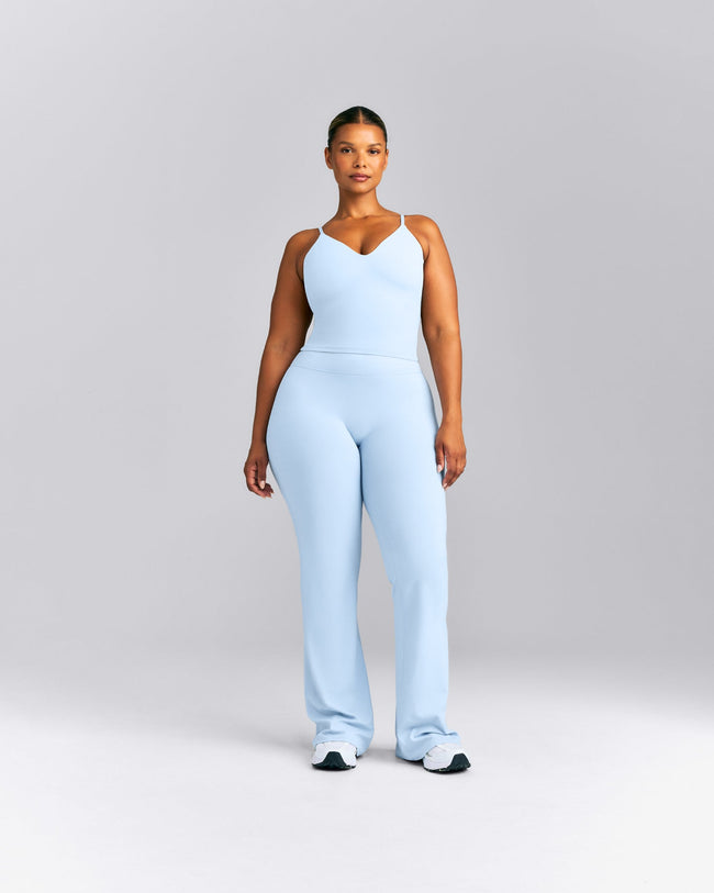 SoftMotion™ Adjustable V Neck Mid Tank Top with Built in Bra Shelf New Branding | Mist Blue
