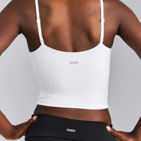 SoftMotion™ Adjustable V Neck Mid Tank Top with Built in Bra Shelf New Branding | White