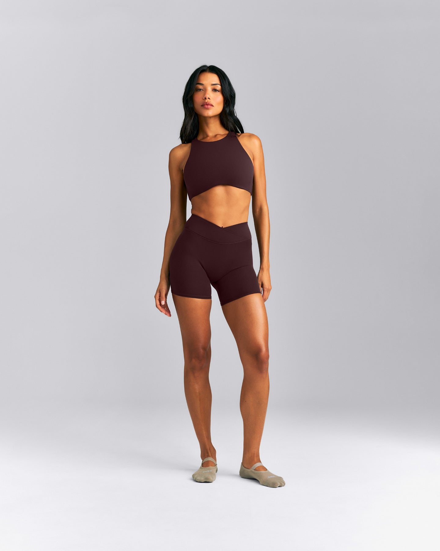 SoftMotion™ Wrap Shorts 6" New Branding | Plum Brown
