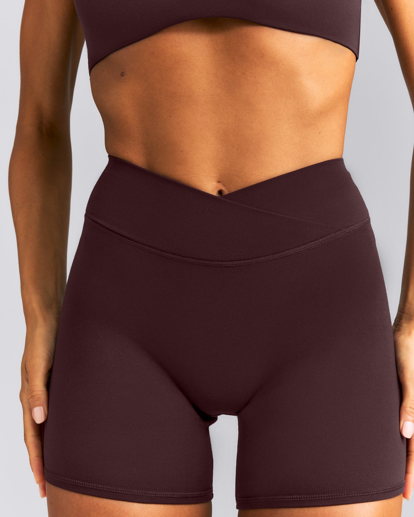 SoftMotion™ Wrap Shorts 6" New Branding | Plum Brown
