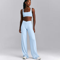 SoftMotion™ Wrap Straight Leg Trousers New Branding | Mist Blue