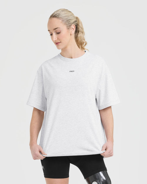 Oner Modal Classic Oner Graphic Oversized Lightweight T-Shirt | Light Grey Marl