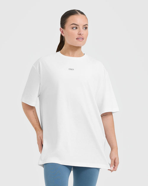 Oner Modal Classic Oner Graphic Oversized Lightweight T-Shirt | White