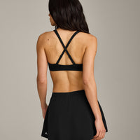 EasyLift™ Cross Back Sports Bra with Grey Logo | Black